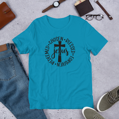 Jesus - Chosen Blessed Forgiven Redeemed - Cotton T-Shirt
