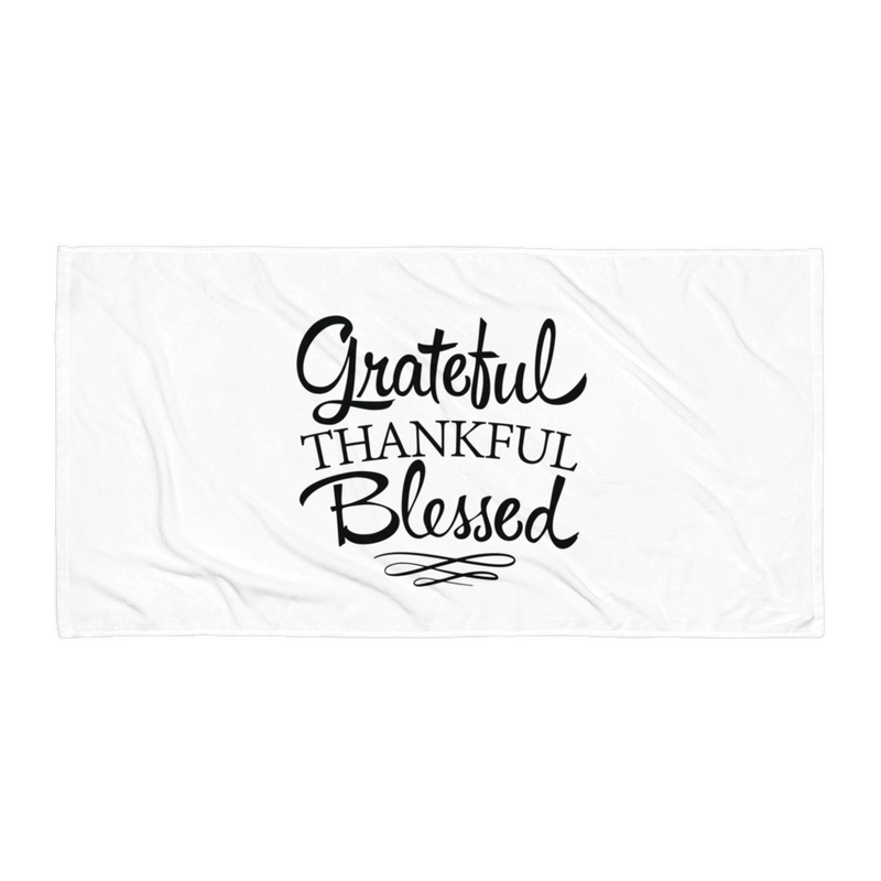 Grateful Thankful Blessed -  Beach Towel