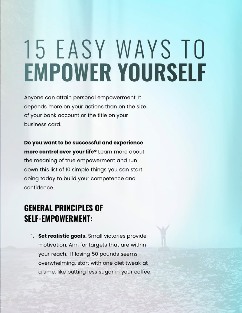 15 Easy Ways to Empower Yourself – Action Guide – (Downloadable – PDF)