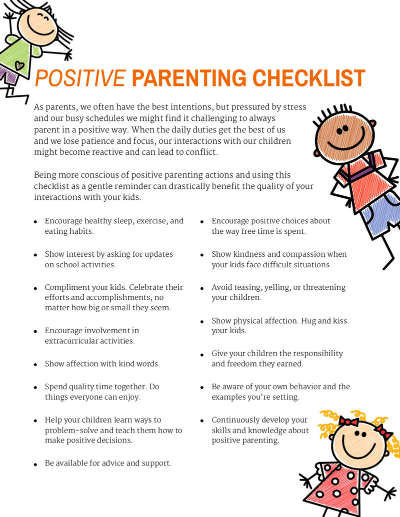 Positive Parenting - Checklist – (Downloadable – PDF)