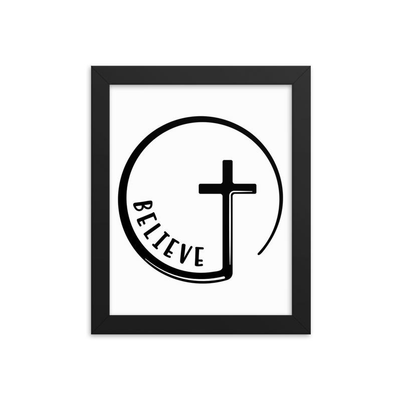Believe Circle Cross - Framed Poster