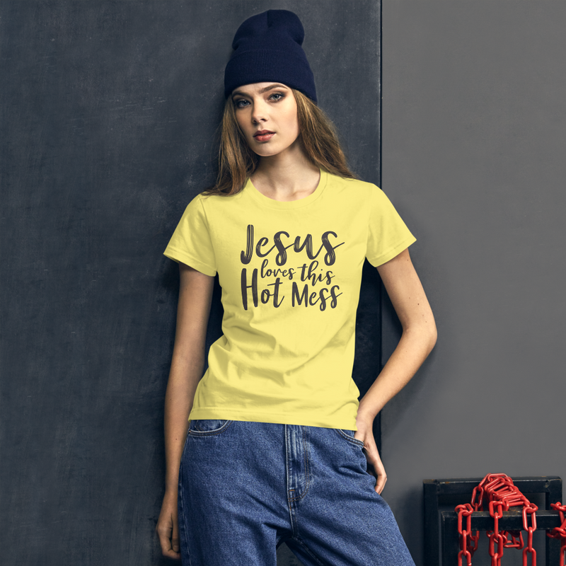Jesus Loves This Hot Mess - Women's Cotton T-Shirt