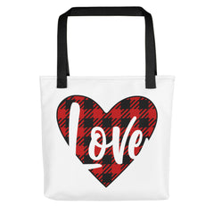 Love Heart Plaid - Tote Bag