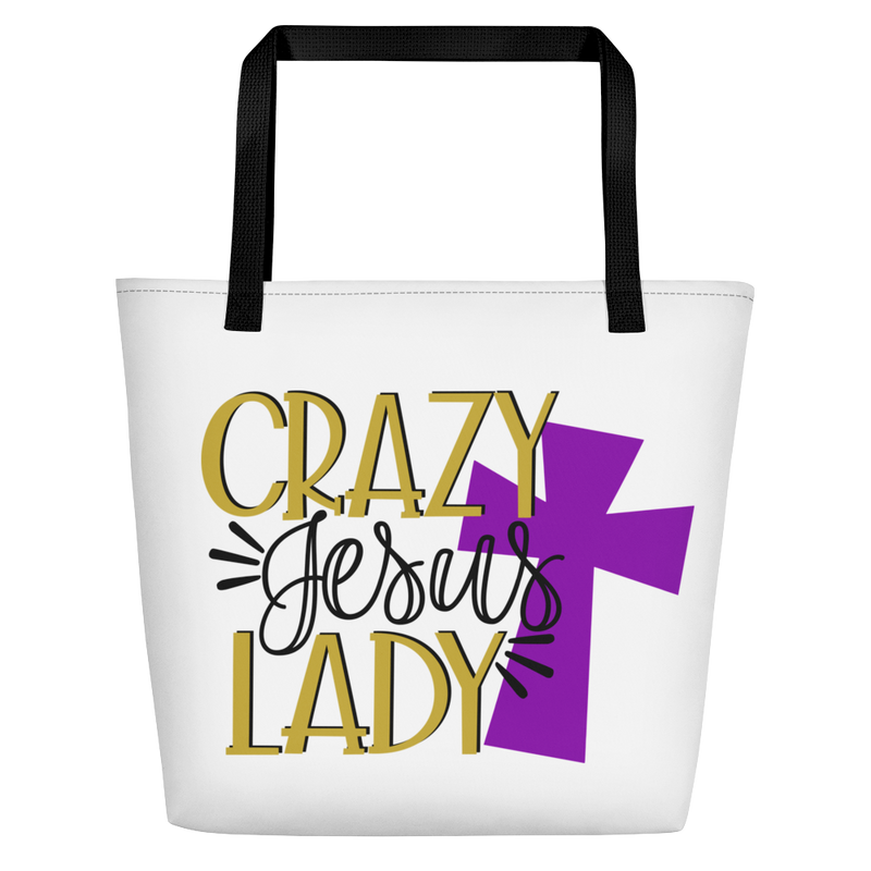 Crazy Jesus Lady - Beach Bag