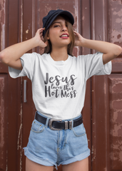 Jesus Loves This Hot Mess - Cotton T-Shirt