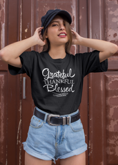 Grateful Thankful Blessed - Cotton T-Shirt