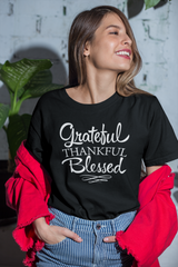 Grateful Thankful Blessed - Cotton T-Shirt